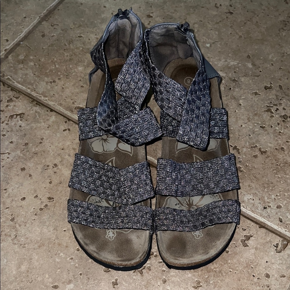 Luk-Ees Metallic Gray Strappy Sandals
